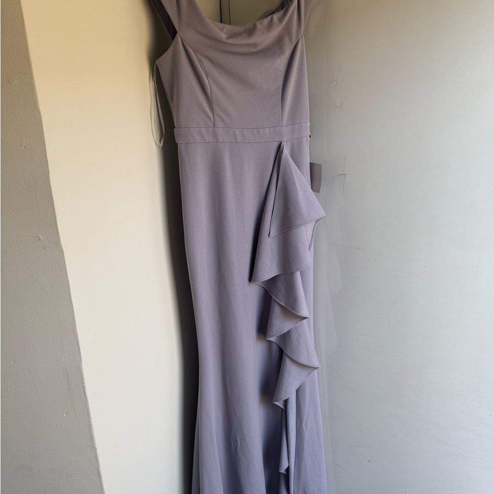 Mila Dusty Lavender Ruffled Off-the-Shoulder Maxi Dress